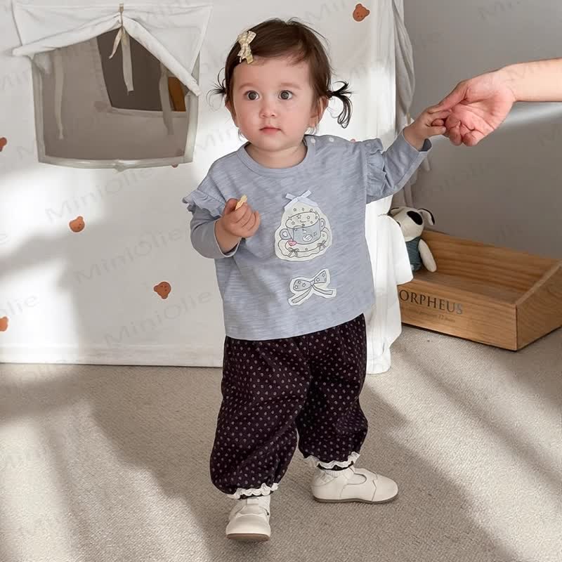 ベビー幼児女の子用花柄プリントパンツ - image 2