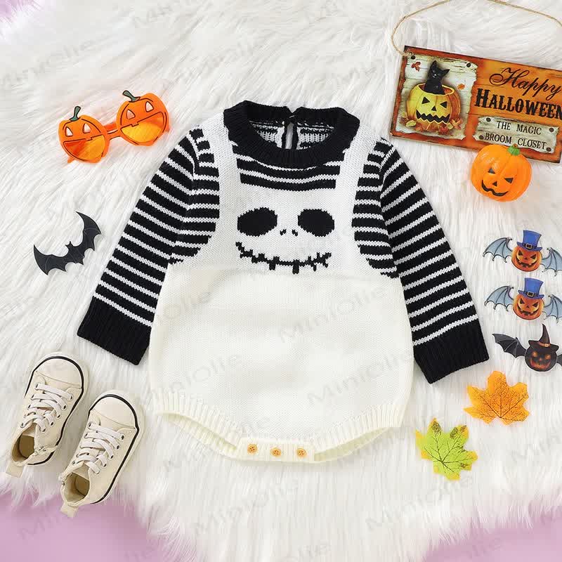 ベビーストライプハロウィンニットボディスーツ - 白 - 12～18ヶ月 - image 1
