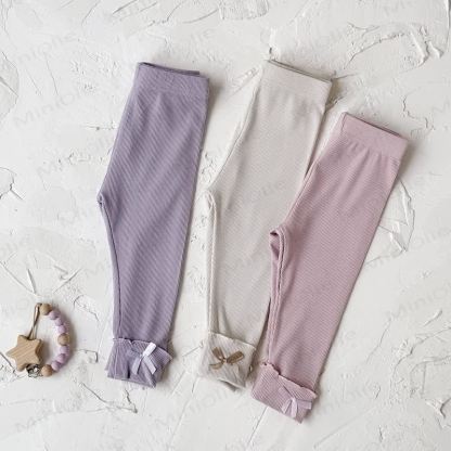 ベビーガールズ リボン無地レギンス - image 2