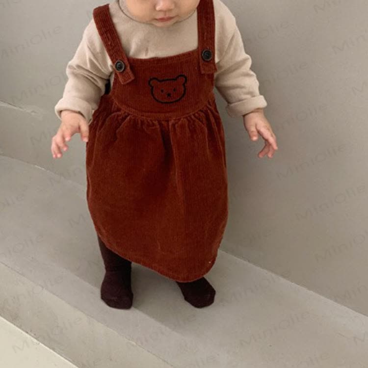 ベビー幼児用ベアコーデュロイストラップドレス - 赤 - 8歳 - image 2