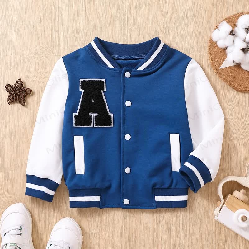 キッズレターAパッチベースボールジャケット - 青 - 8歳 - image 2