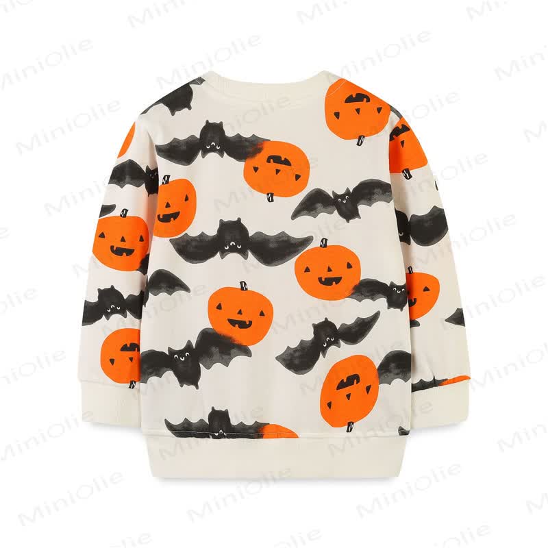 幼児用ハロウィンパンプキンコウモリスウェットシャツ - image 2