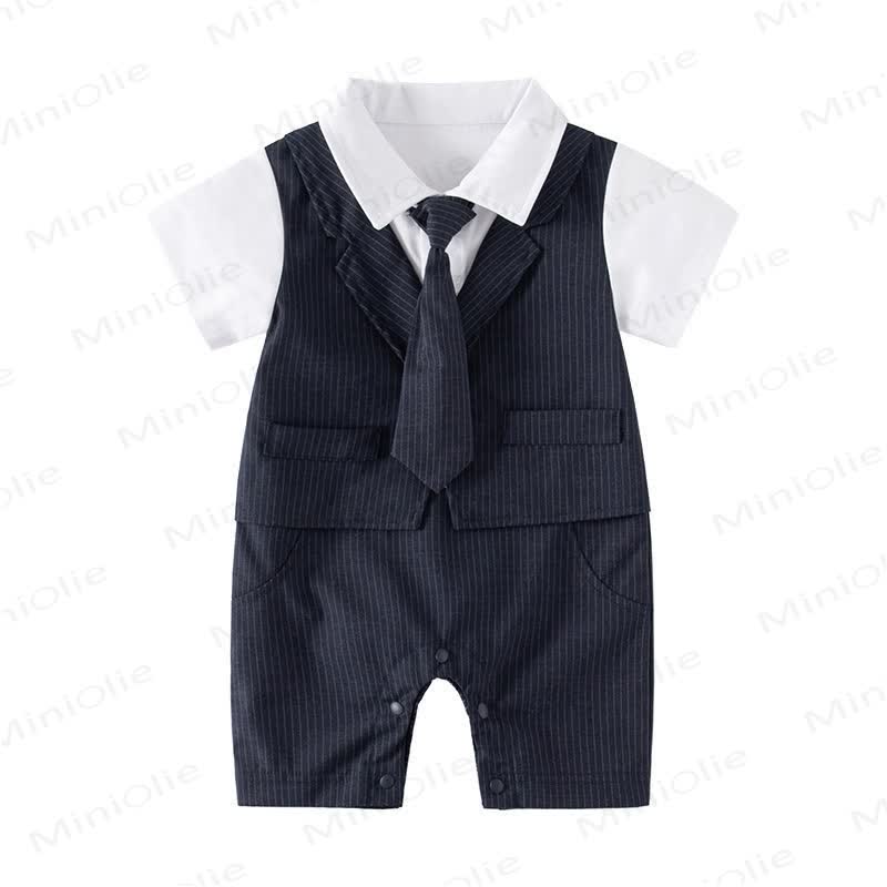 男の子用紳士スーツロンパー - ネイビーブルー - 12～18ヶ月 - image 2