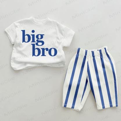 BIG BRO ベビーブルー縦縞2点セット - ホワイト＆ブルー - 2～3歳 - image 1