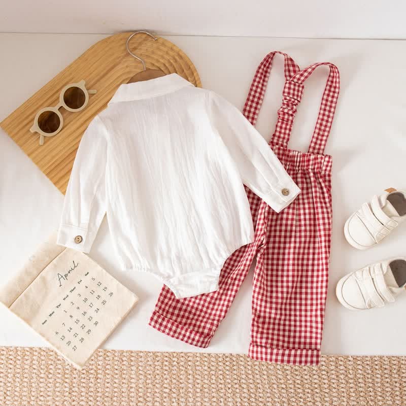 男の子用チェック柄ボディスーツオーバーオール2点セット - image 14