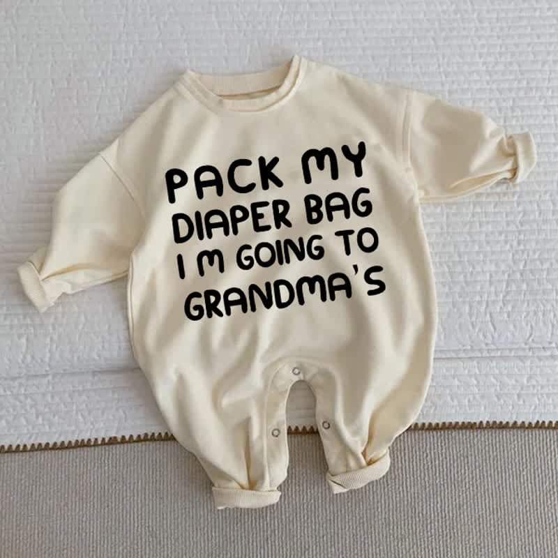 PACK MY DIAPER BAG I M GOING TO GRANDMA'Sベビーロンパース - ベージュ - 2～3歳 - image 1