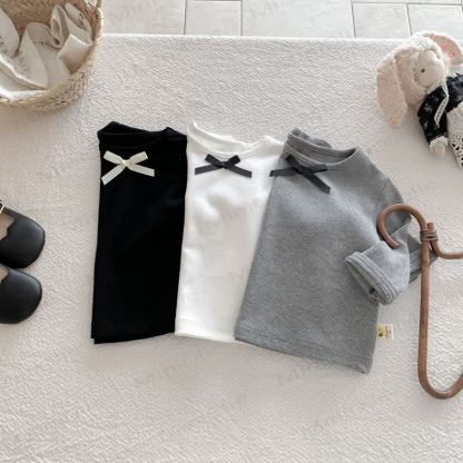 ベビーガールのリボン付きシンプルベースレイヤーTシャツ - image 7