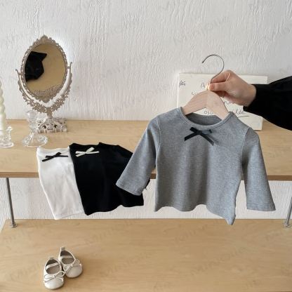 ベビーガールのリボン付きシンプルベースレイヤーTシャツ - image 10