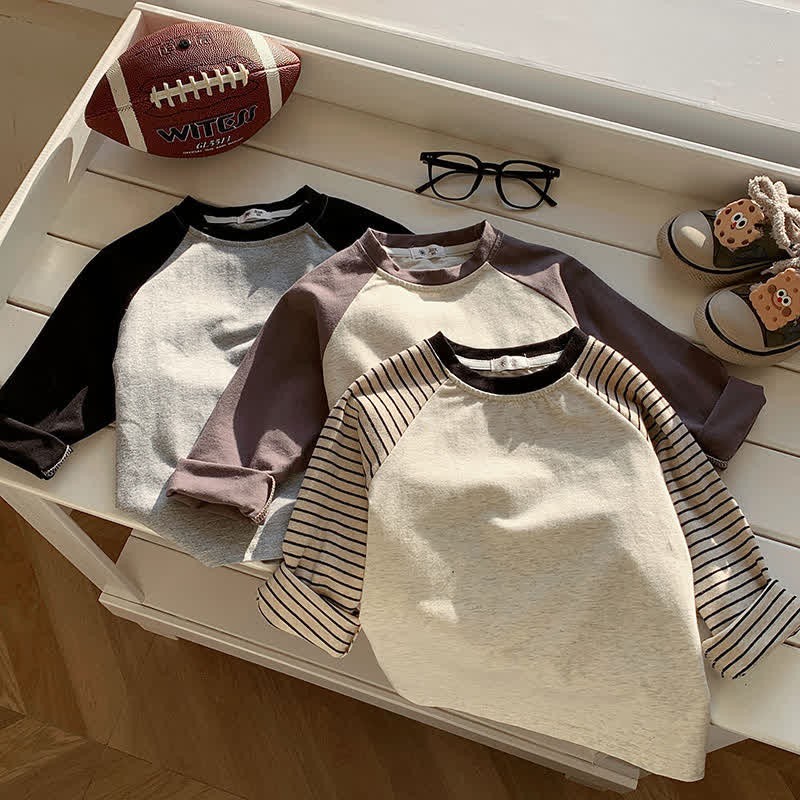 キッズ コントラストカラー ラグラン ベースレイヤー Tシャツ - image 1