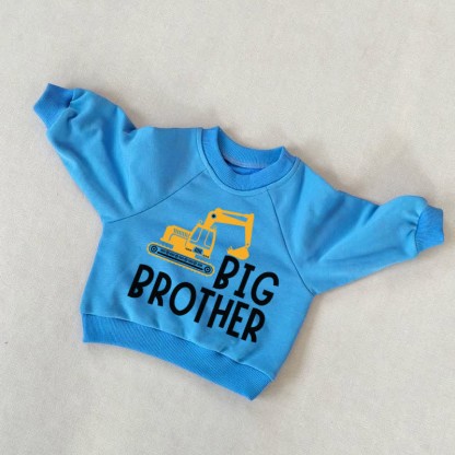BIG/LITTLE BROTHERベビー 幼児用 ショベルカー ブルー スウェットシャツ - 兄 - 3～5歳 - image 1