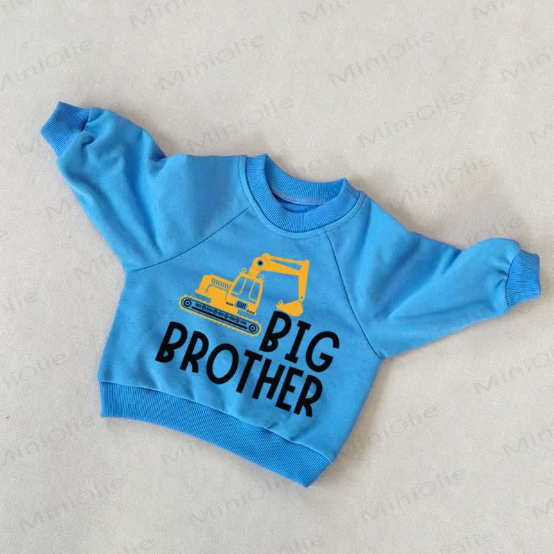 BIG/LITTLE BROTHERベビー 幼児用 ショベルカー ブルー スウェットシャツ - 兄 - 3～5歳 - image 1