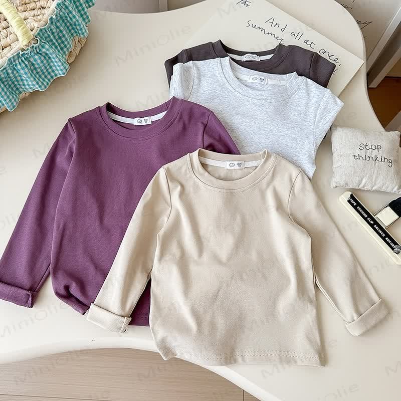 キッズ用無地ベースレイヤーソフトTシャツ - image 5