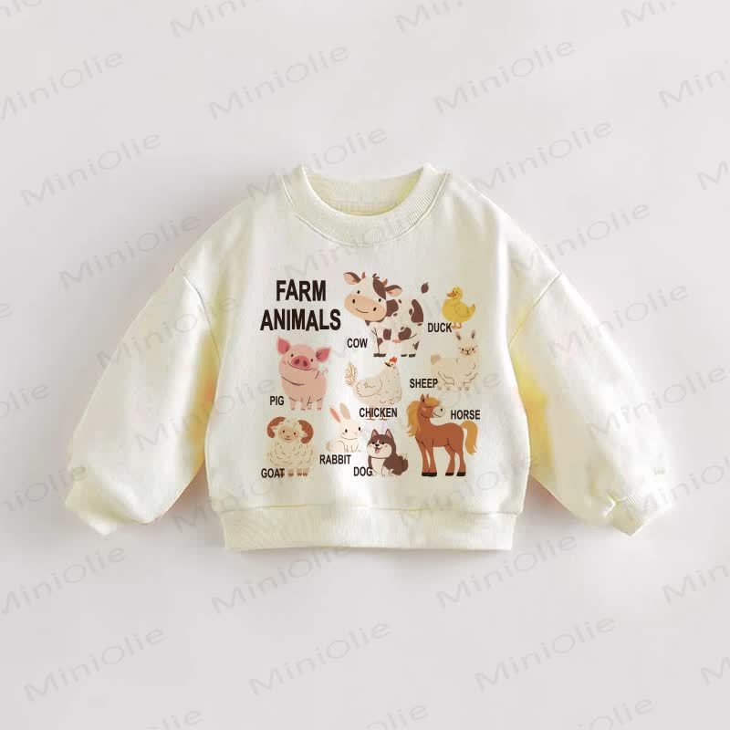 FARM ANIMALS幼児用スウェットシャツ - クリーム - 3～5歳 - image 1
