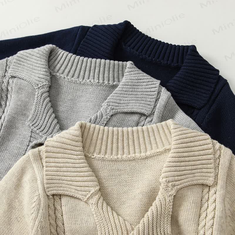 ベビー幼児用ラペルニットカーディガン - image 2