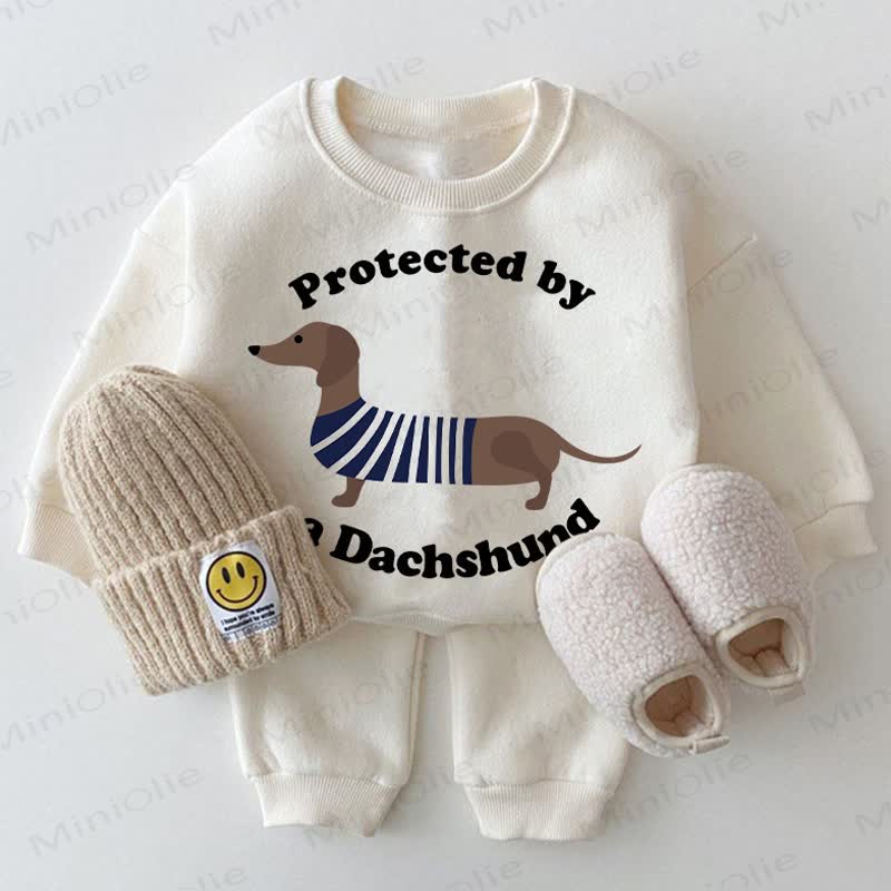 PROTECTED BY A DACHSHUNDベビー 2点セット（ホワイト） - 白 - 2～3歳 - image 1