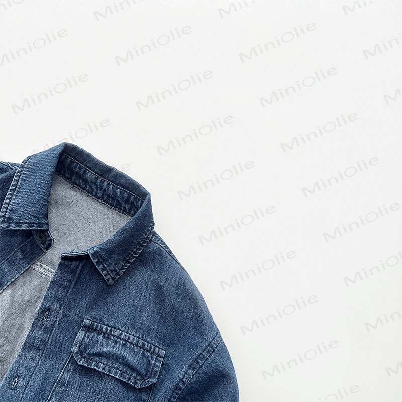 幼児用無地ラペルデニムジャケット - image 3