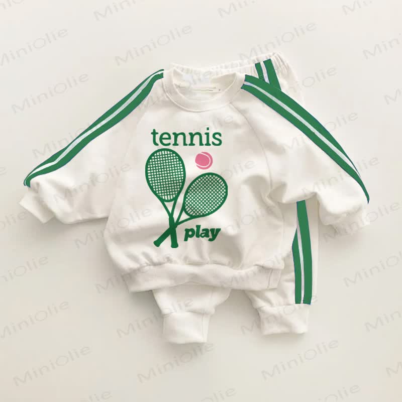 TENNIS PLAY ベビー 幼児用 グリーン ストライプ 2点セット - ホワイト＆グリーン - 3～5歳 - image 1
