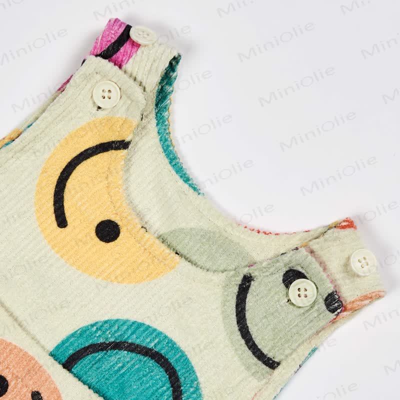 ベビー幼児用カラフルスマイリーフェイスコーデュロイオーバーオール - image 3