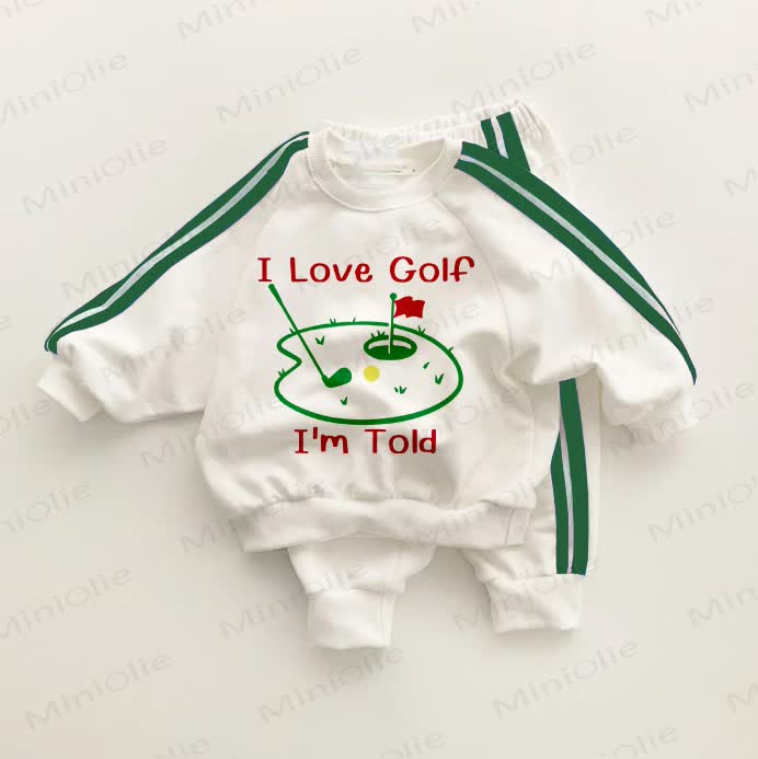 I LOVE GOLF I'M TOLDベビー 幼児用 グリーン ストライプ 2点セット - ホワイト＆グリーン - 3～5歳 - image 1