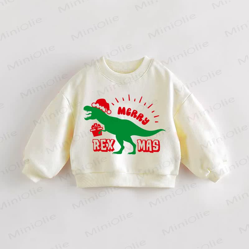 MERRY REXMAS幼児用 恐竜 スウェットシャツ - クリーム - 3～5歳 - image 1