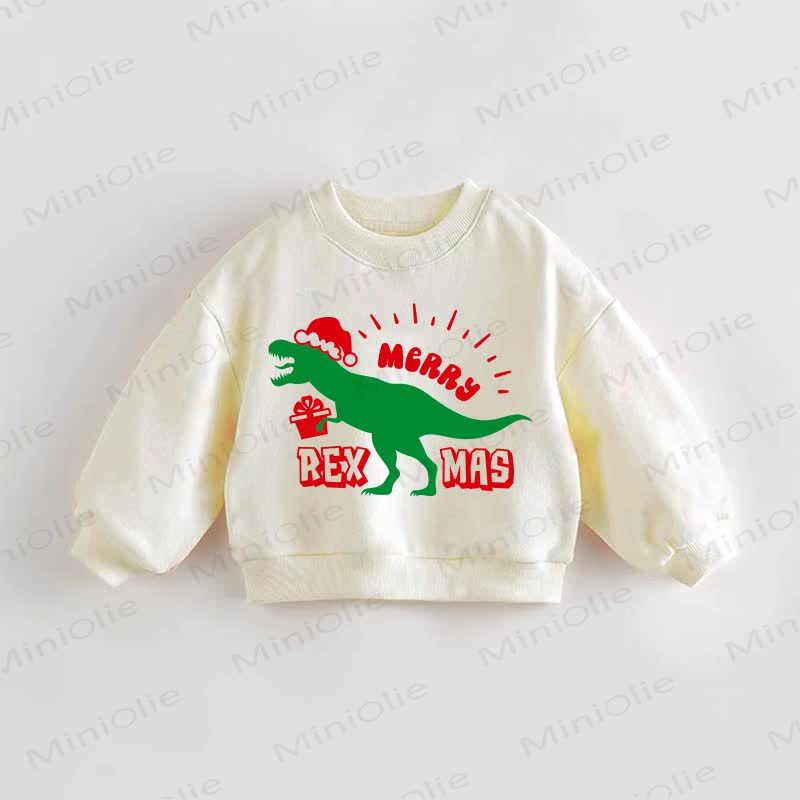 MERRY REXMAS幼児用 恐竜 スウェットシャツ - クリーム - 3～5歳 - image 1