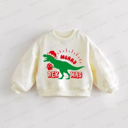 MERRY REXMAS幼児用 恐竜 スウェットシャツ - クリーム - 3～5歳 - image 1