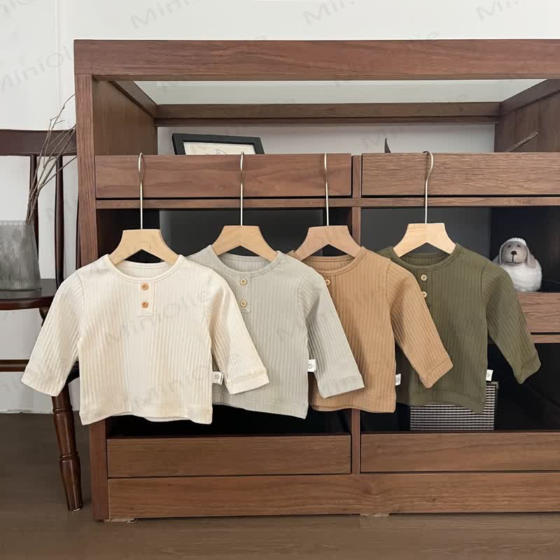 ベビー幼児用リブ編み無地Tシャツ - image 1