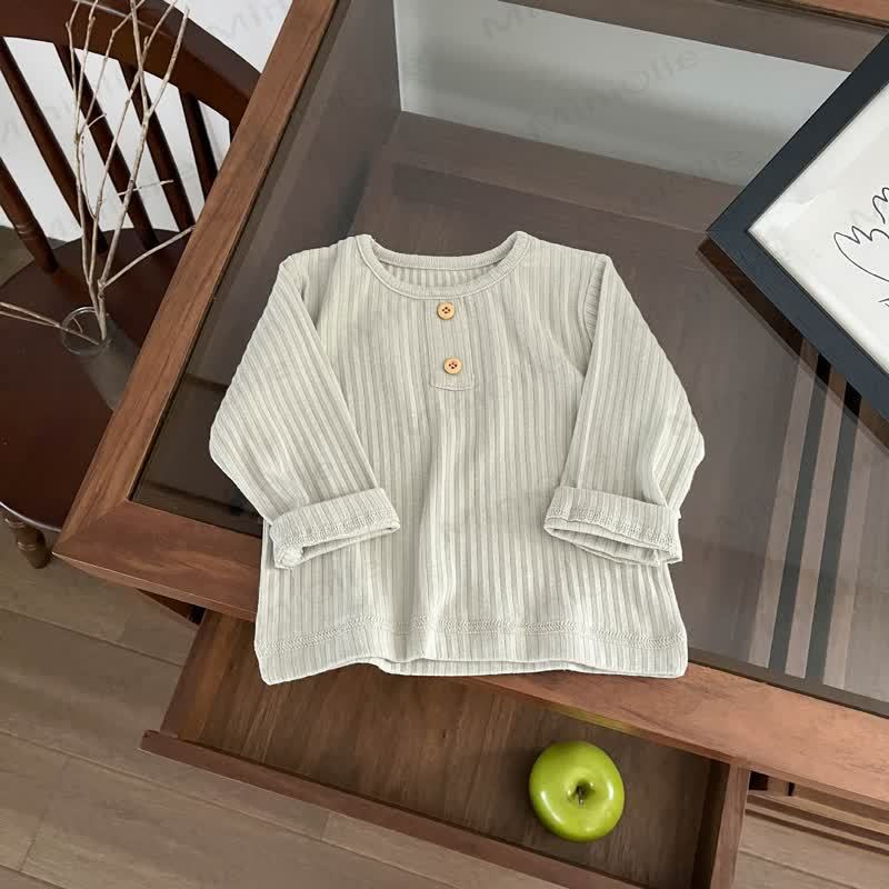 ベビー幼児用リブ編み無地Tシャツ - グレー - 3～5歳 - image 4