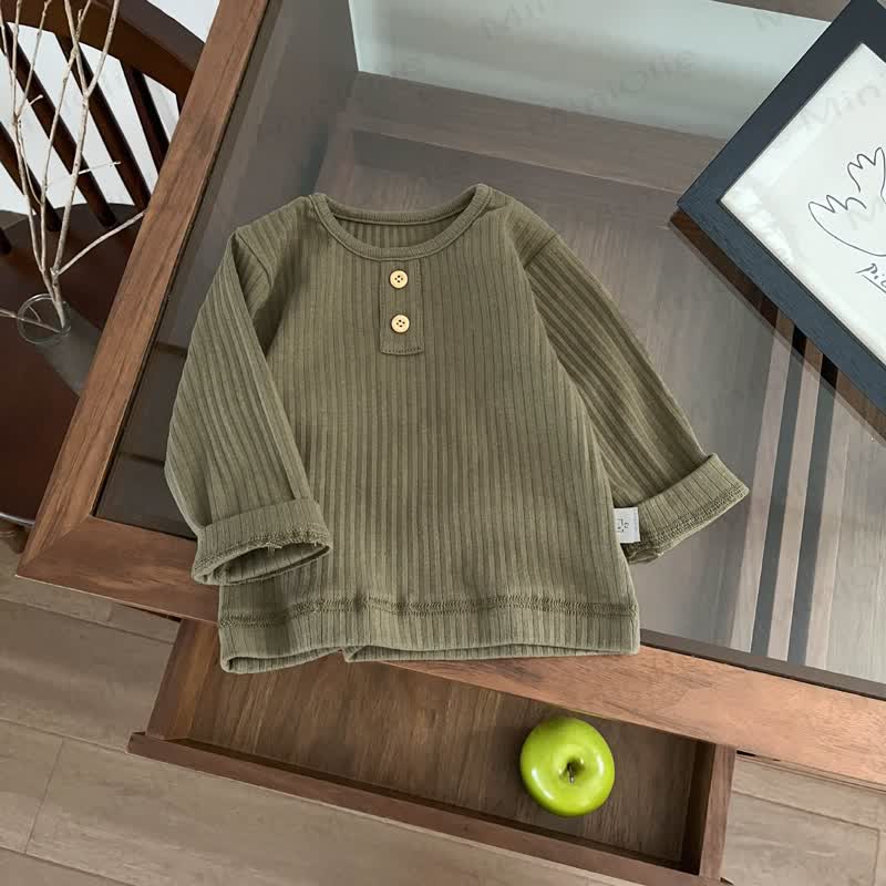 ベビー幼児用リブ編み無地Tシャツ - 緑 - 3～5歳 - image 5