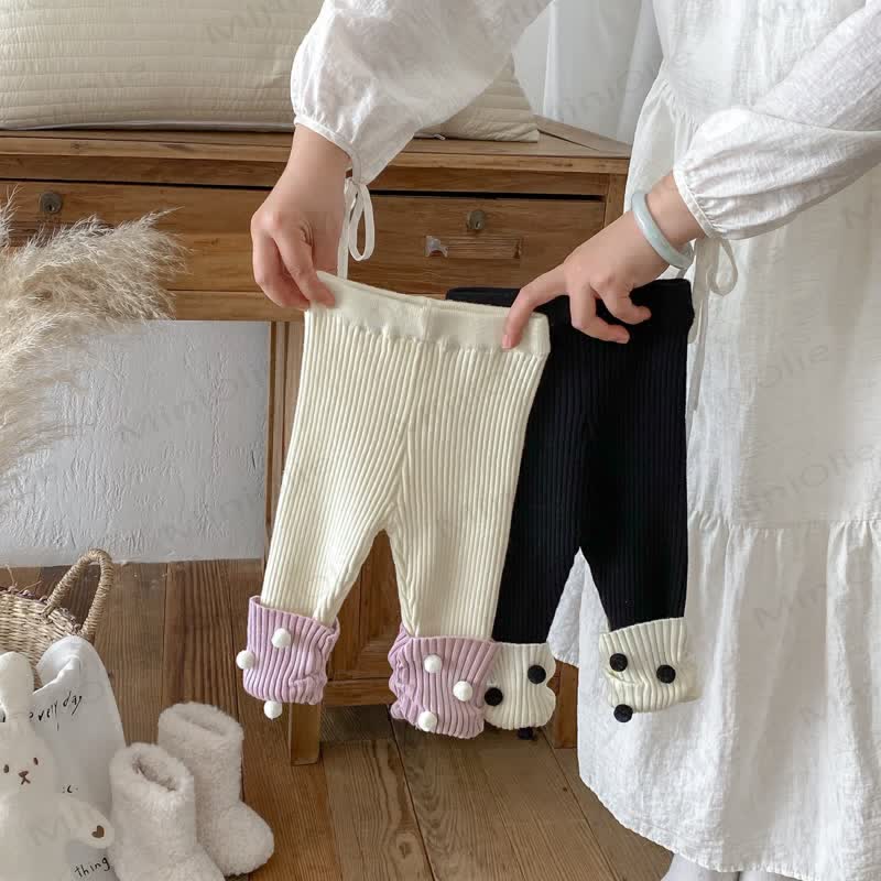 ベビーガールズニットドットレギンス - image 1