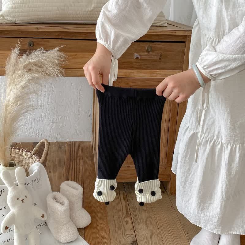 ベビーガールズニットドットレギンス - 黒 - 2～3歳 - image 3