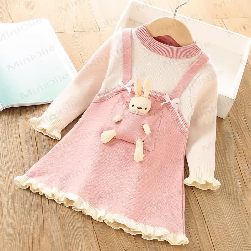 幼児用女の子用リボンバニーニットドレス - ピンク - 8歳 - image 2