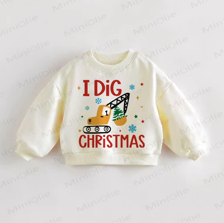 I DIG CHRISTMASベビー幼児用スウェットシャツ - クリーム - 3～5歳 - image 1