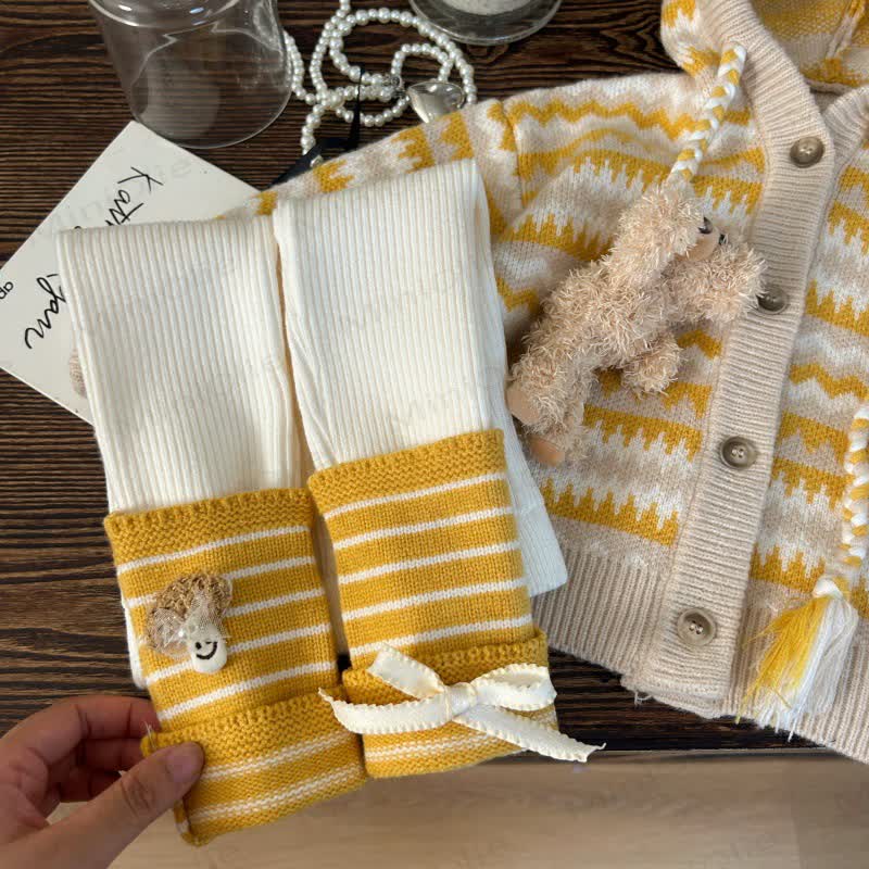 幼児用女の子用ニットストライプカーディガン/レギンス - ボウレギンス - 12歳 - image 2