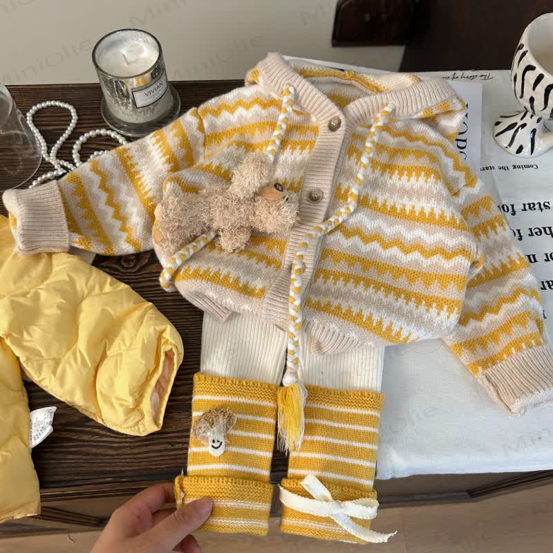 幼児用女の子用ニットストライプカーディガン/レギンス - 2点セット - 12歳 - image 3