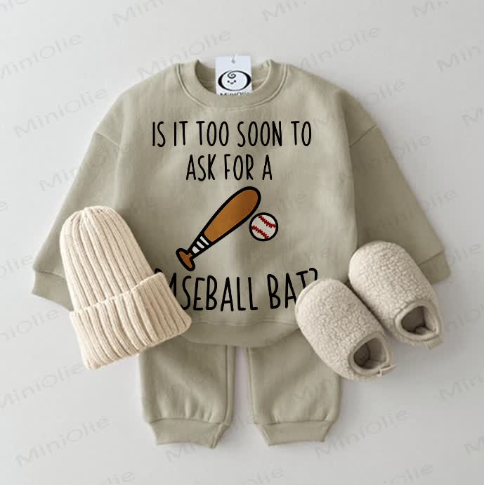 IS IT TOO SOON TO ASK FOR A BASEBALL BAT?ベビー2ピースグレーグリーンセット - グレーグリーン - 2～3歳 - image 1