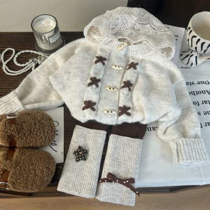 幼児用女の子用レースホワイトセーター/レギンス - レギンス - 12歳 - image 2