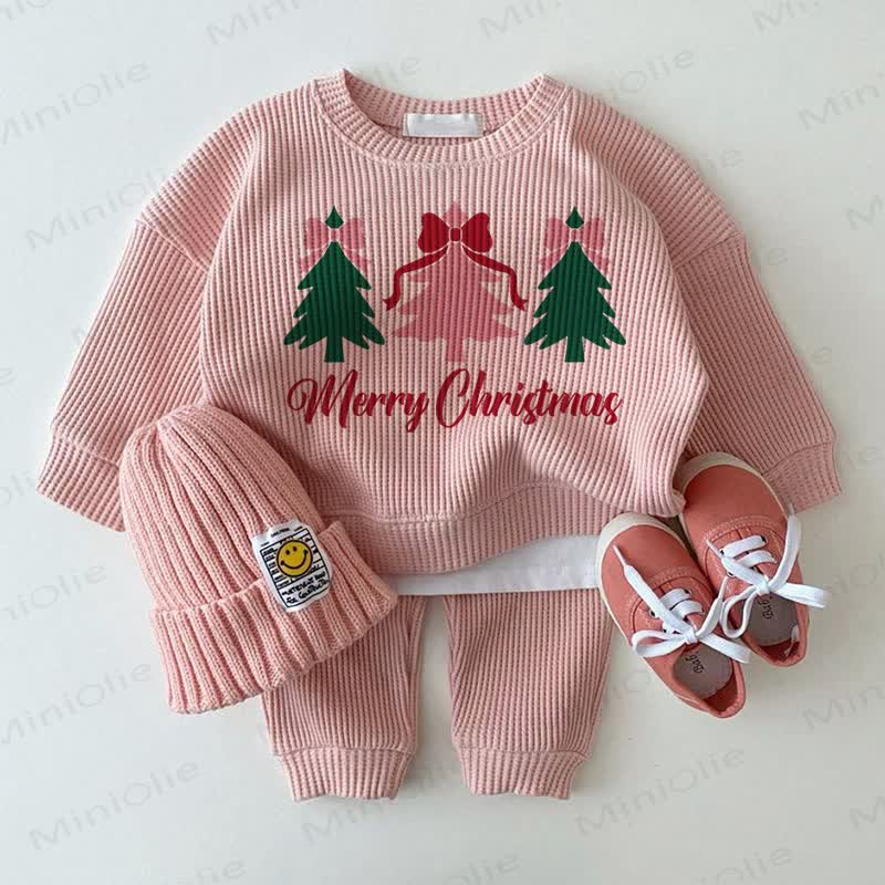 MERRY CHRISTMASベビーピンクのツリーリボン 2点セット - ピンク - 2～3歳 - image 1