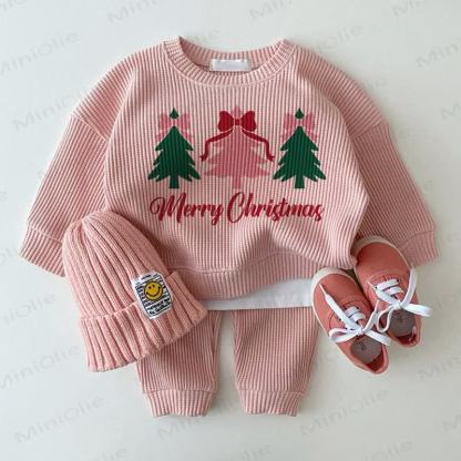 MERRY CHRISTMASベビーピンクのツリーリボン 2点セット - ピンク - 2～3歳 - image 1