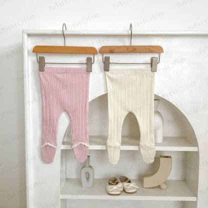 ベビー幼児女の子用無地レースリブレギンス - image 2