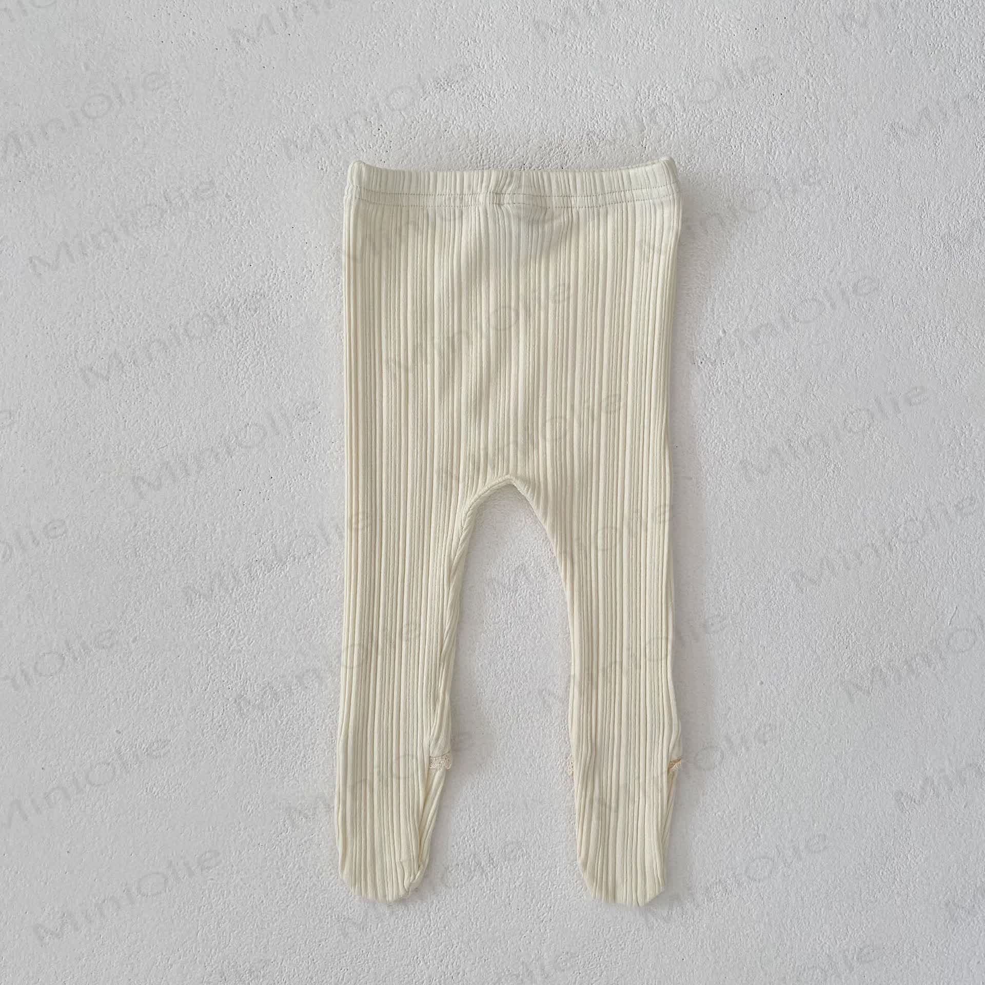 ベビー幼児女の子用無地レースリブレギンス - ベージュ - 2～3歳 - image 6