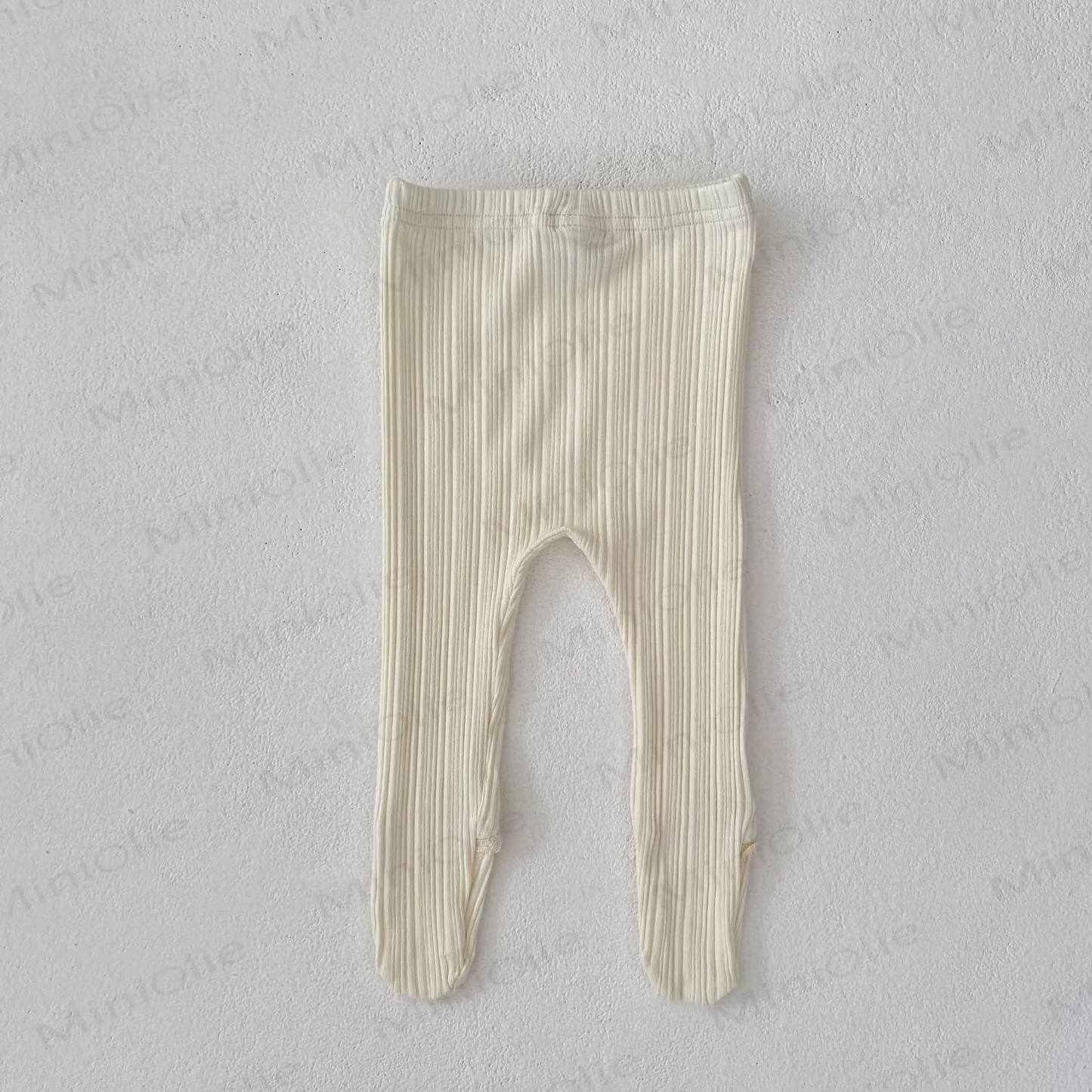 ベビー幼児女の子用無地レースリブレギンス - ベージュ - 2～3歳 - image 6