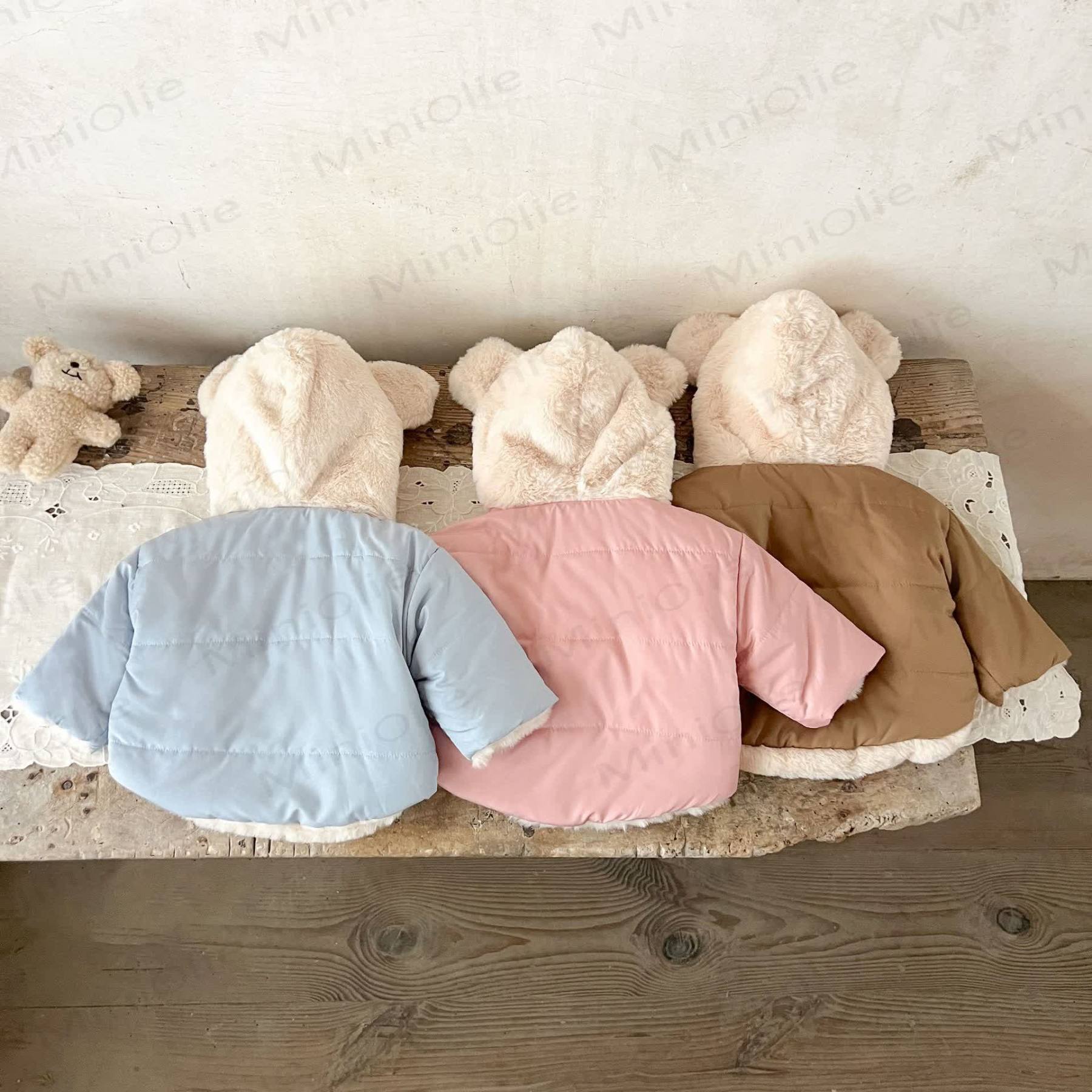 ベビーフリース裏地無地フード付きジャケット - image 6