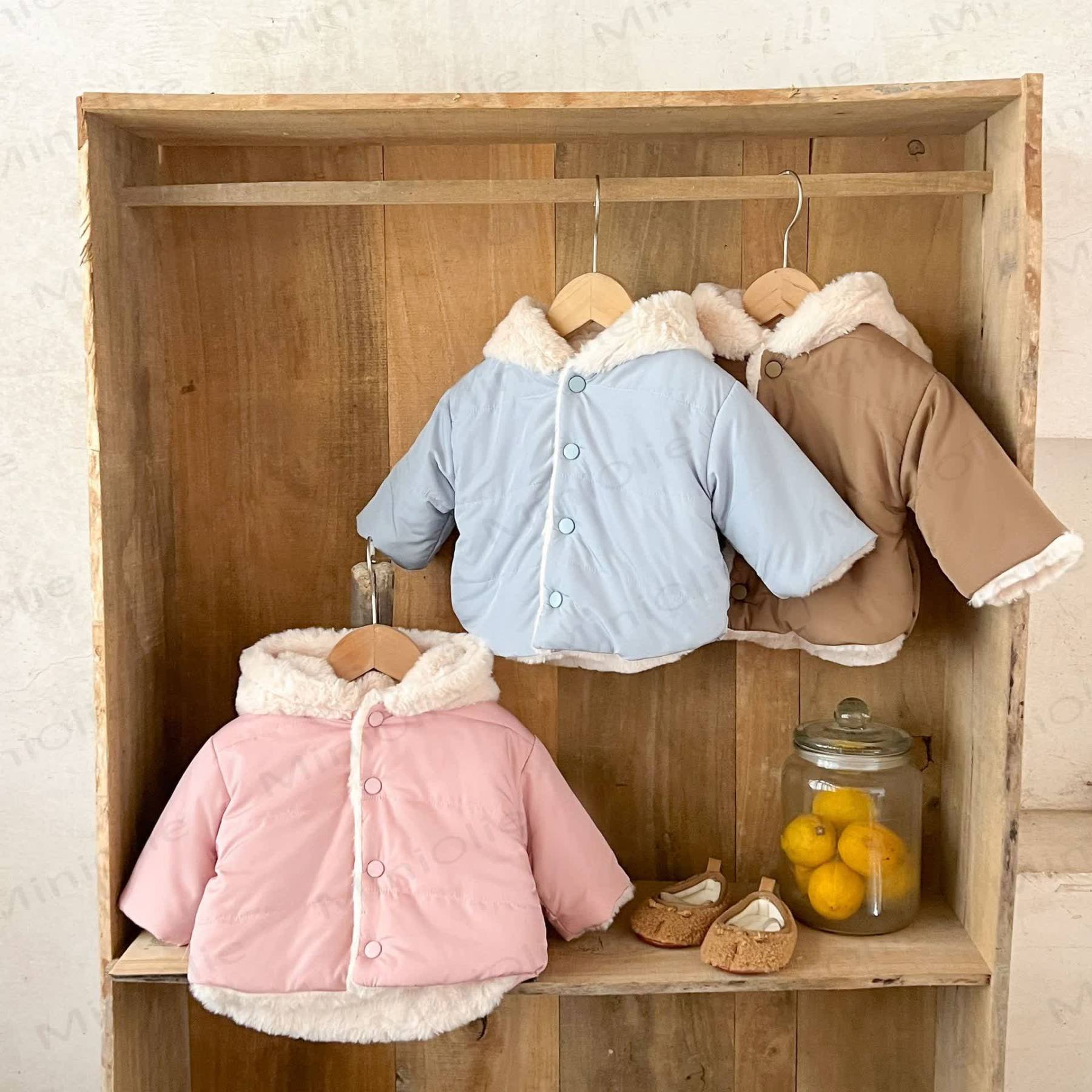 ベビーフリース裏地無地フード付きジャケット - image 12