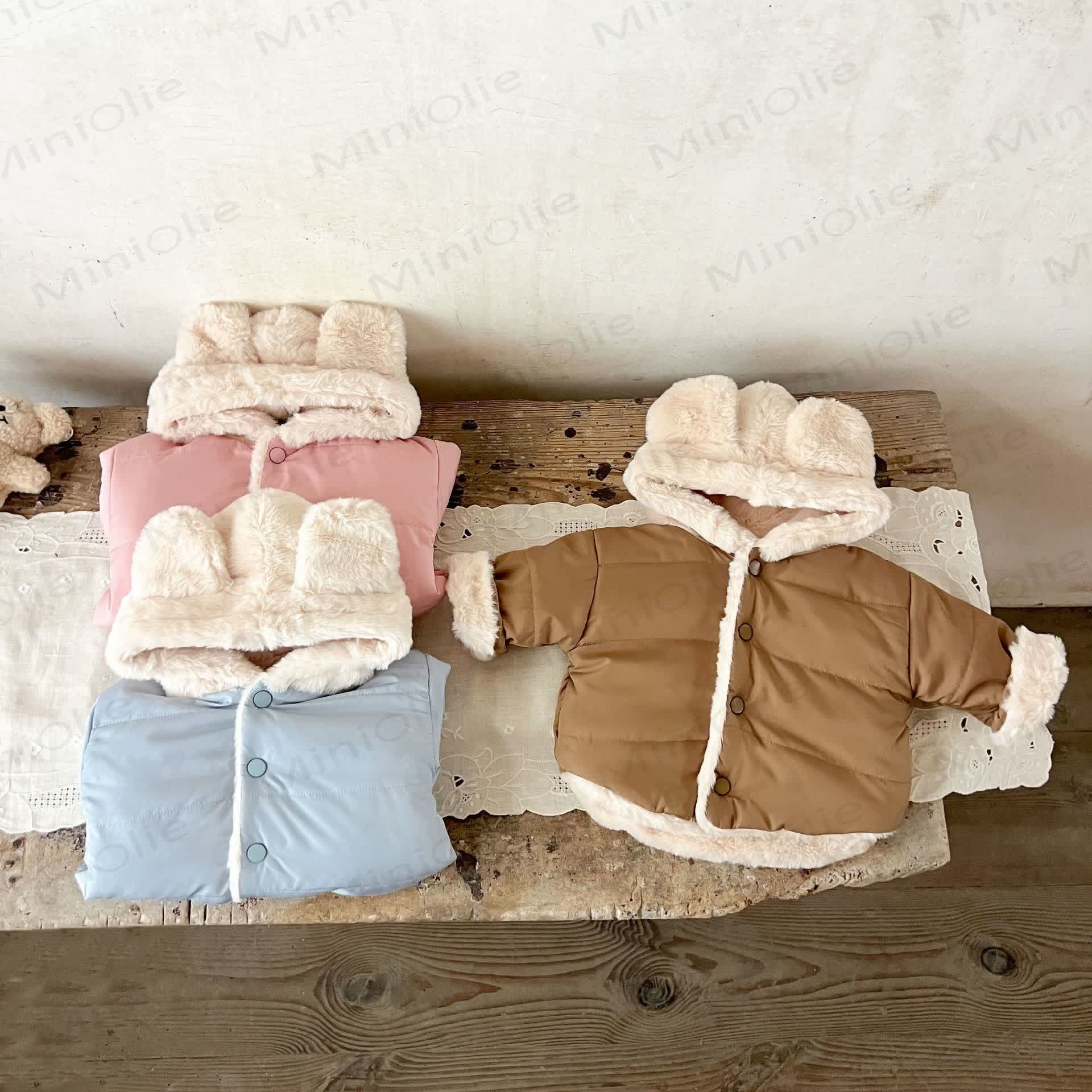 ベビーフリース裏地無地フード付きジャケット - image 11