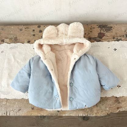 ベビーフリース裏地無地フード付きジャケット - image 3