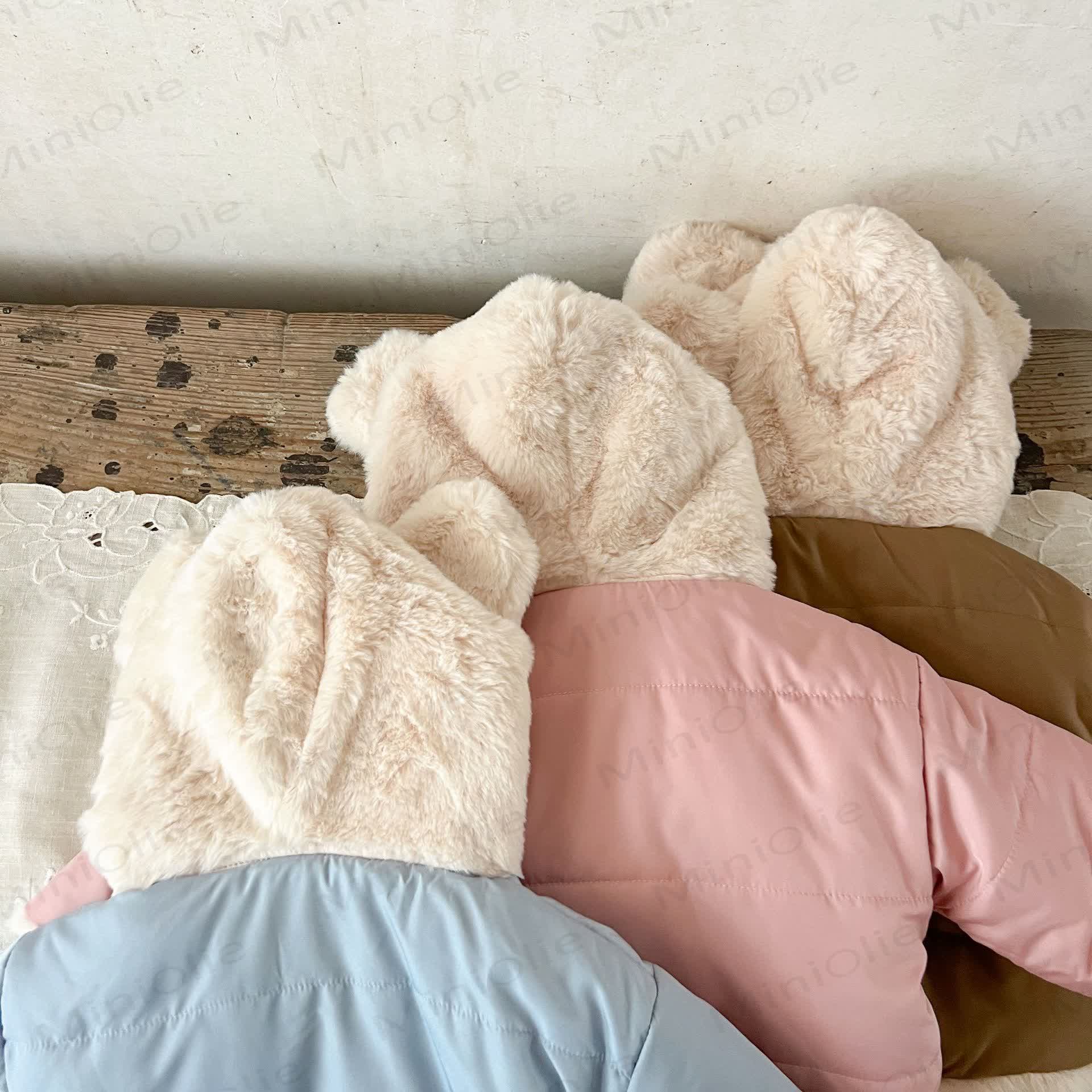 ベビーフリース裏地無地フード付きジャケット - image 9