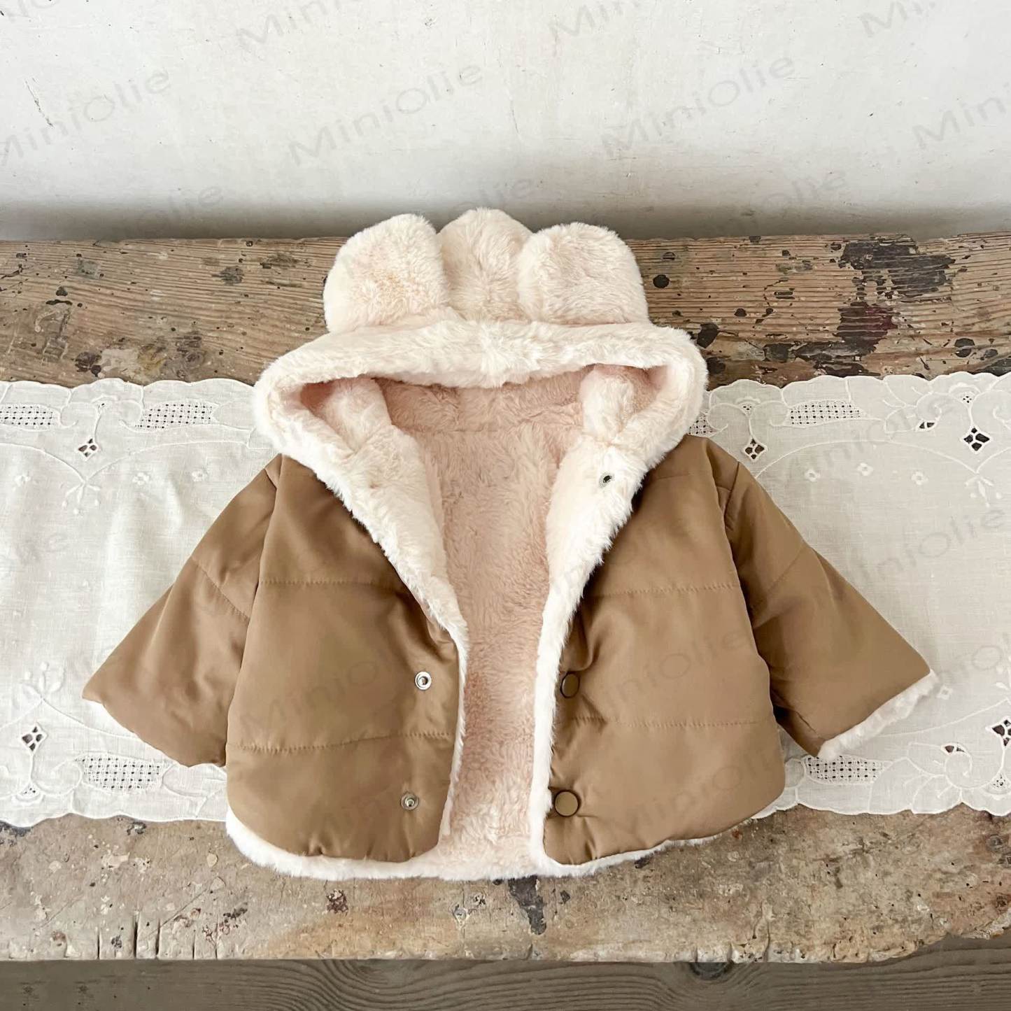 ベビーフリース裏地無地フード付きジャケット - image 18