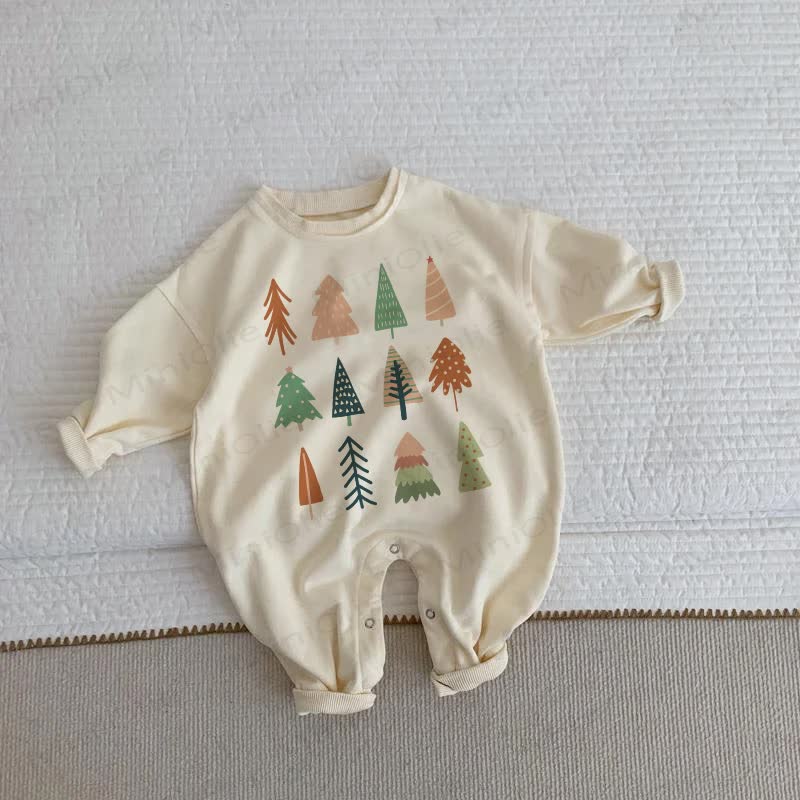 ベビーベージュクリスマスツリーロンパース - ベージュ - 2～3歳 - image 1