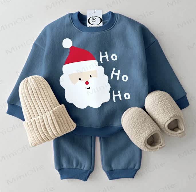 HO HO HOベビー クリスマス サンタクロース スウェットシャツ 2点セット ブルー - 青 - 2～3歳 - image 1